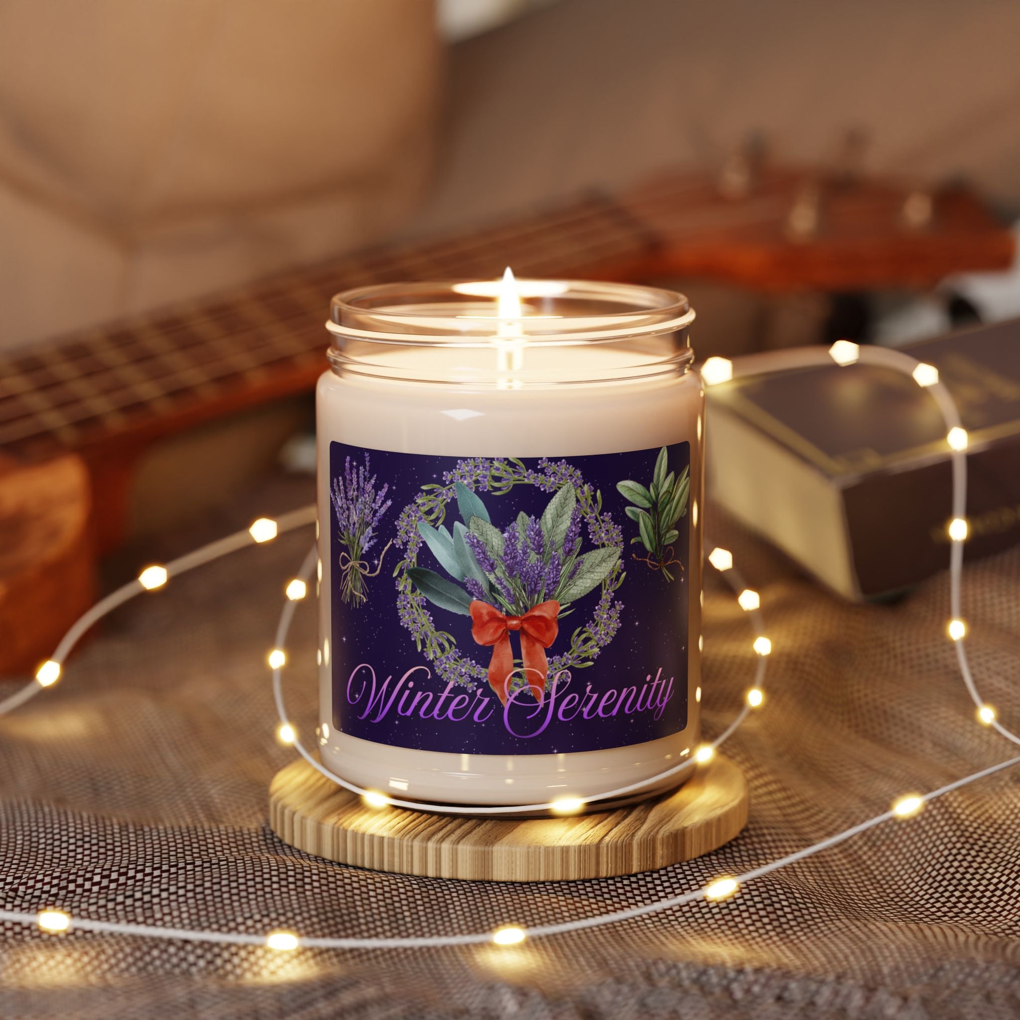 Soy Candle - Winter Serenity White Sage and Lavender Scent, 9oz