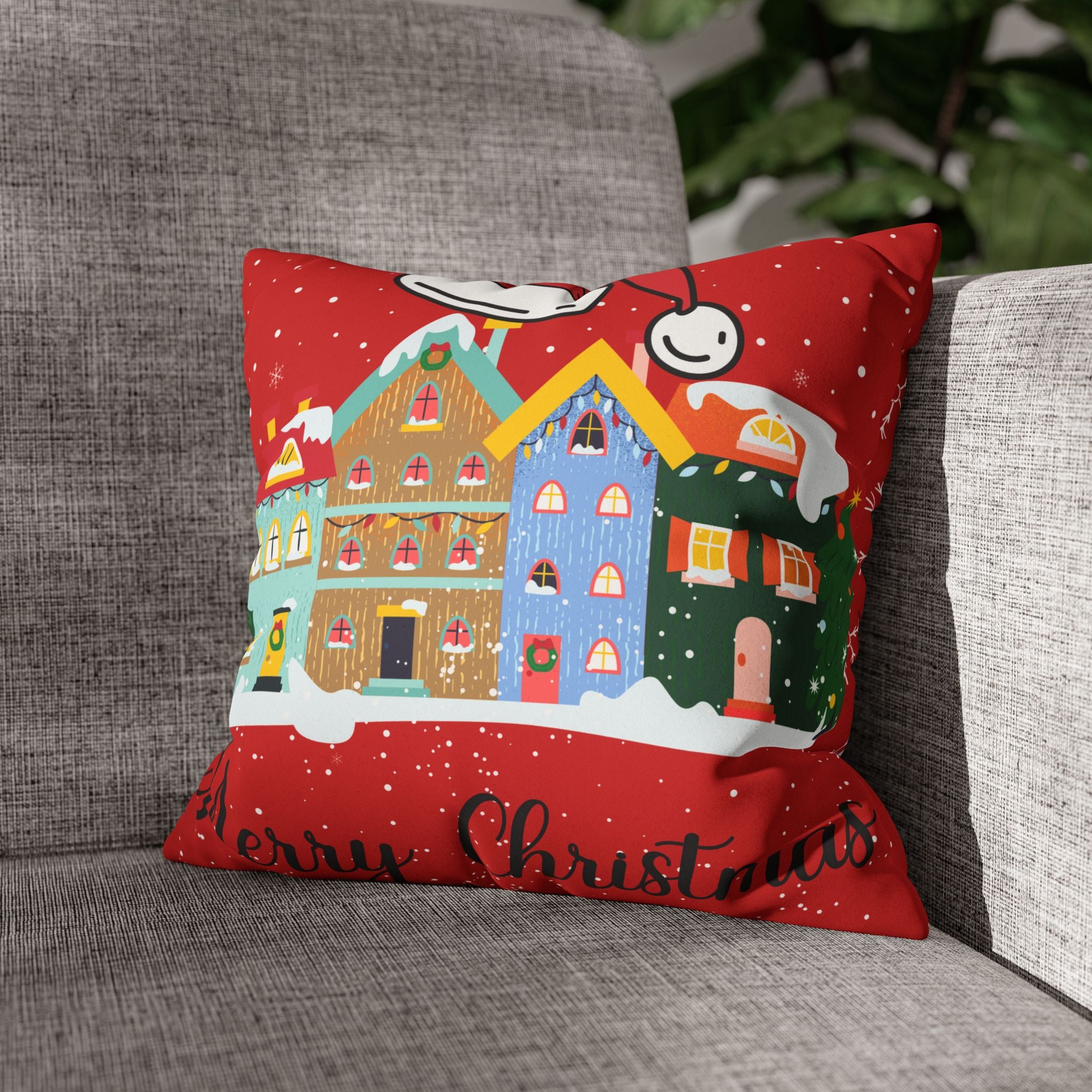 santa and friends pillow cover