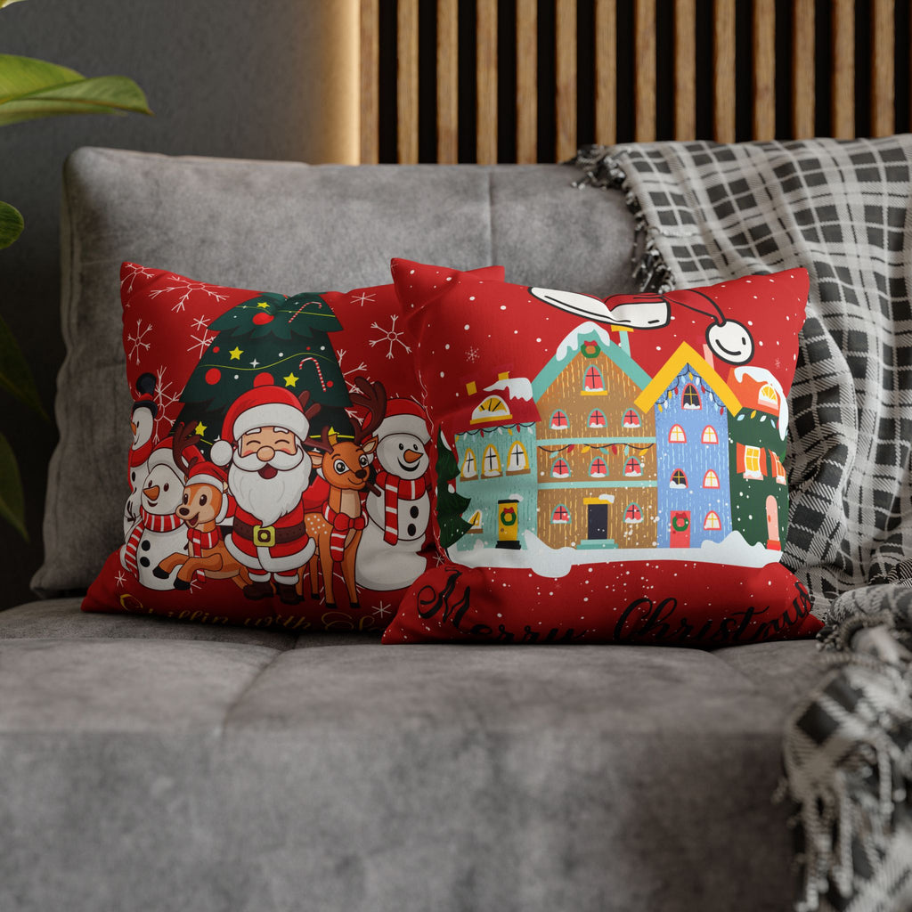 santa and friends pillow cover